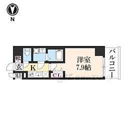 プレサンス京都北野白梅町 1Kの間取図画像