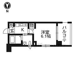 エステムプラザ京都五条大橋 1Kの間取図画像