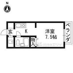 カーサ・デ下鴨 1Kの間取図画像
