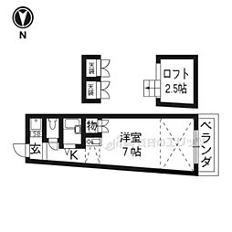 キャッスル21 1Kの間取図画像