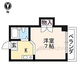 フローラルピンク 1Kの間取図画像