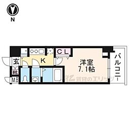 アドバンス京都ソナーレ 1Kの間取図画像