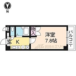 リバティ新町 1Kの間取図画像