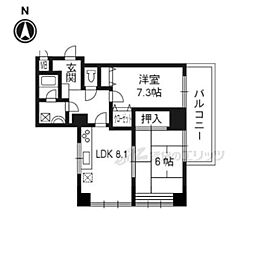 ランブラス二條御幸町 2DKの間取図画像