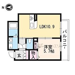 スプリング山城2 1LDKの間取図画像