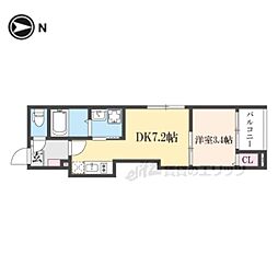 Shin Residence京都(シンレジデンス京都) 1DKの間取図画像