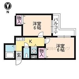 ス・プレール花園 2Kの間取図画像