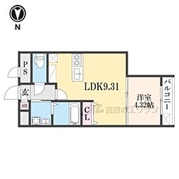 Grange京都円町 1LDKの間取図画像