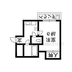 和プレジデント三条 1Kの間取図画像