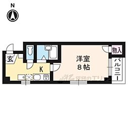 ＲＥＶＥＲＹ朱雀 4階1Kの間取り