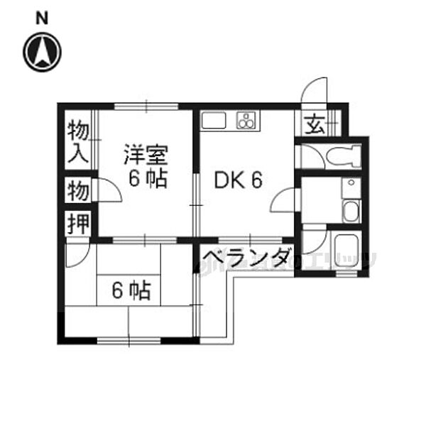 京都府京都市右京区西院西今田町(賃貸マンション2DK・2階・40.50㎡)の写真 その2