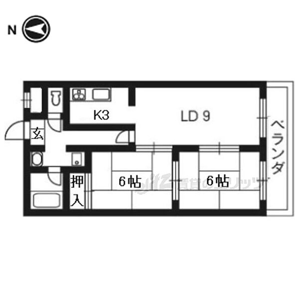 パールシャトー 302｜京都府京都市右京区西院西貝川町(賃貸マンション2LDK・3階・50.00㎡)の写真 その2