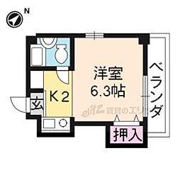 ラルン柏野 1Kの間取図画像