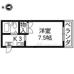 グランタック竜安寺 1階ワンルームの間取り