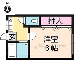 羽賀荘グリーンハウスII号館 2階1Kの間取り