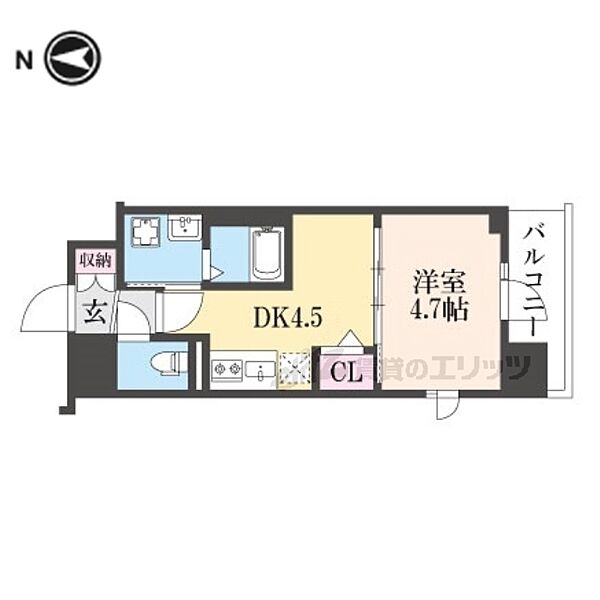 プラシード京都 310｜京都府京都市南区東九条西岩本町(賃貸マンション1DK・3階・25.16㎡)の写真 その2