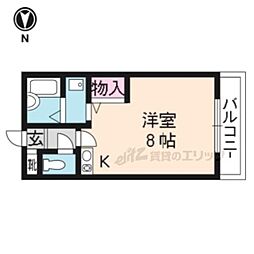 京都市営烏丸線 北大路駅 バス9分 建勲神社前下車 徒歩5分の賃貸アパート 1階ワンルームの間取り