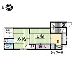 第二みやしき荘 2階2Kの間取り