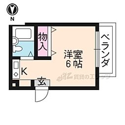 レジェンド紫野 1階ワンルームの間取り