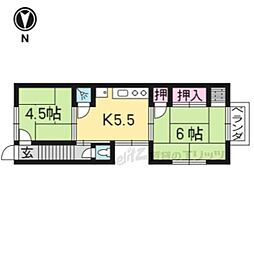 吉田アパート 2階2Kの間取り