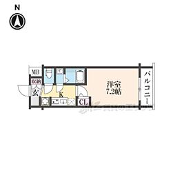JR山陰本線 二条駅 徒歩15分の賃貸マンション 6階1Kの間取り