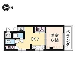 エースコート下立売 4階1DKの間取り