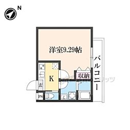 仮）フラッティ西京極 2階1Kの間取り