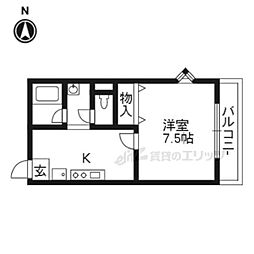 アブレスト四条大宮 5階1Kの間取り