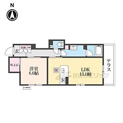 シャーメゾン西ノ京 1階1LDKの間取り
