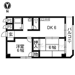 パレット御池 3階2DKの間取り
