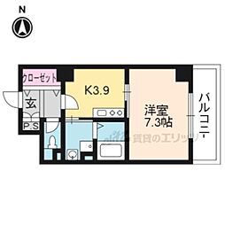 阪急京都本線 西京極駅 徒歩12分の賃貸マンション 5階1Kの間取り