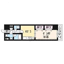 京都市営烏丸線 四条駅 徒歩5分の賃貸マンション 5階1DKの間取り