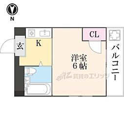抜天房 4階1Kの間取り