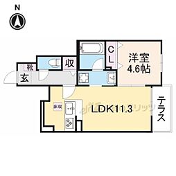 JR東海道・山陽本線 西大路駅 徒歩13分の賃貸アパート 1階1LDKの間取り