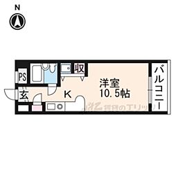 ＤＥＴＯＭ−1烏丸五条 5階ワンルームの間取り