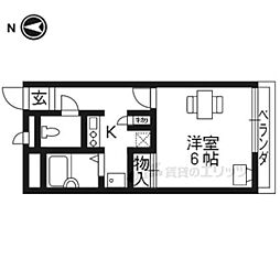レオパレスイン京都 2階1Kの間取り