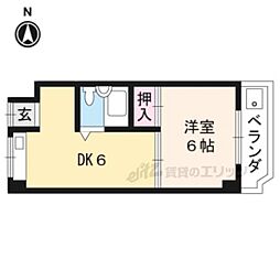 アルカディア壬生 2階1DKの間取り