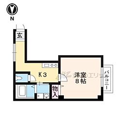 MESA VERDE西陣 2階1Kの間取り