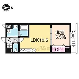 ダイヤ・パール 2階1LDKの間取り