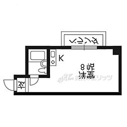 京阪本線 三条駅 徒歩10分の賃貸マンション 5階ワンルームの間取り