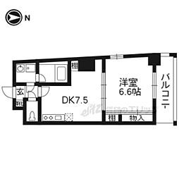 グラシオン西陣 5階1DKの間取り
