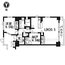 ブランシエラ二条城704 7階2LDKの間取り