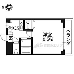 エレガンス西院 2階1Kの間取り