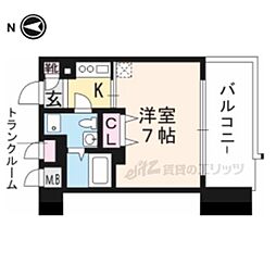 ベラジオ四条烏丸 1Kの間取図画像