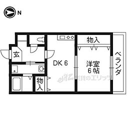 ラモーダ西院 1DKの間取図画像