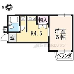 アウル高辻 1DKの間取図画像