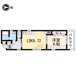 クレミオ京都西陣 1LDKの間取図画像