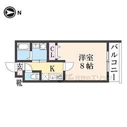 グランディール円町 1Kの間取図画像