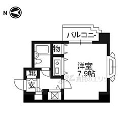 スカイノブレ京都四条大宮 ワンルームの間取図画像