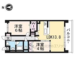 プルミエール朱雀 2LDKの間取図画像